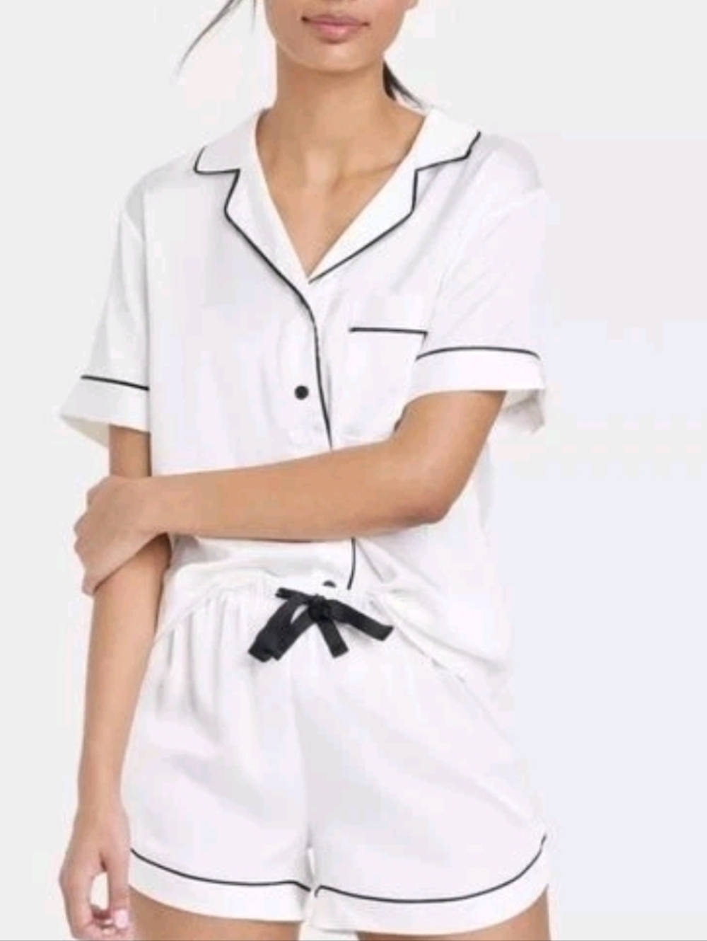 New Women's White Button-Front Short Pajama Set Size Xs/S